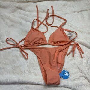 Cupshe Woman’s Orange Tie Bikini NWT Size Medium